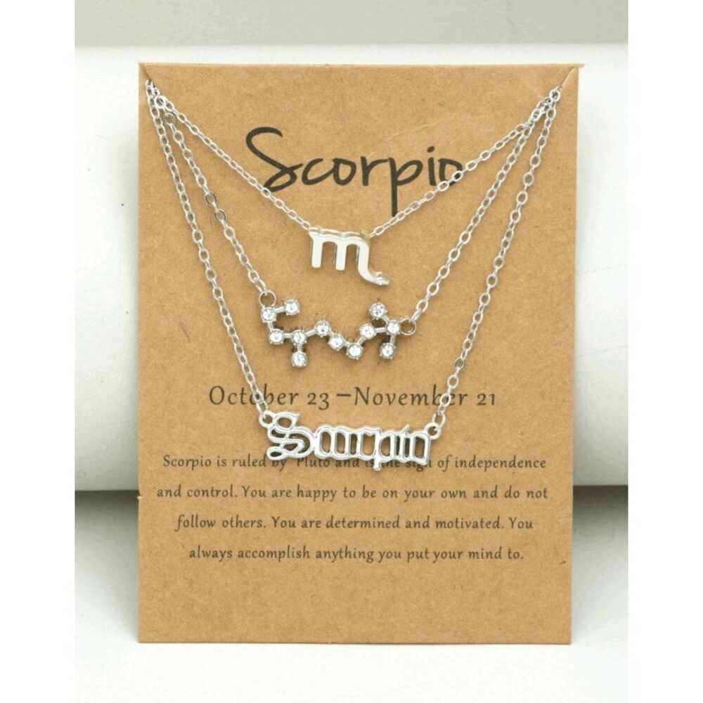 Silver Scorpio Triple Birth Constellation Necklace